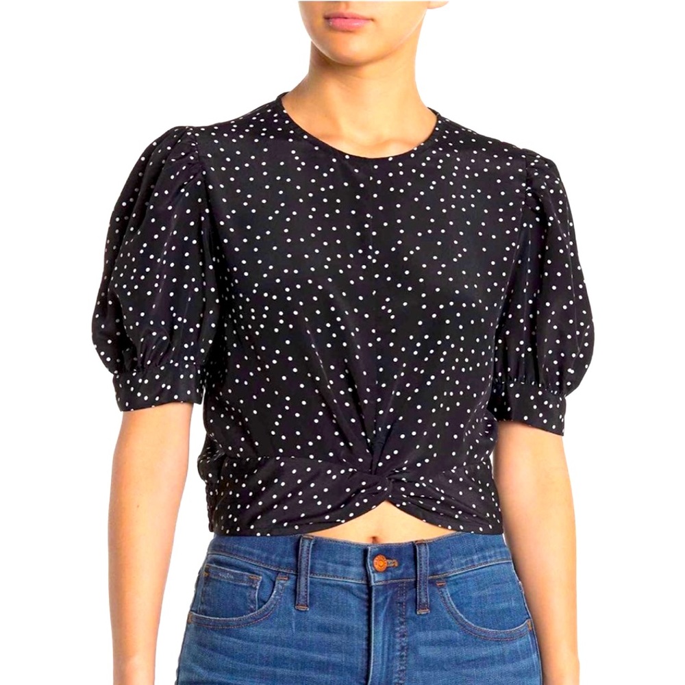 Abound - Puff Sleeve Twist Front Crop Top